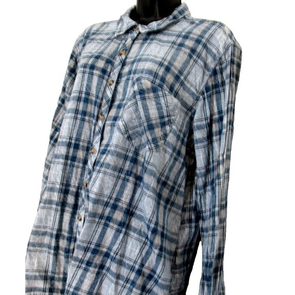 Maurice's  Blue&White Plaid Embellished,L/S Shirt Size 2X - Picture 5 of 13